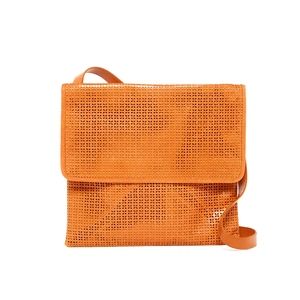 Hobo LEXA lasecut leather cross body in TANGERINE